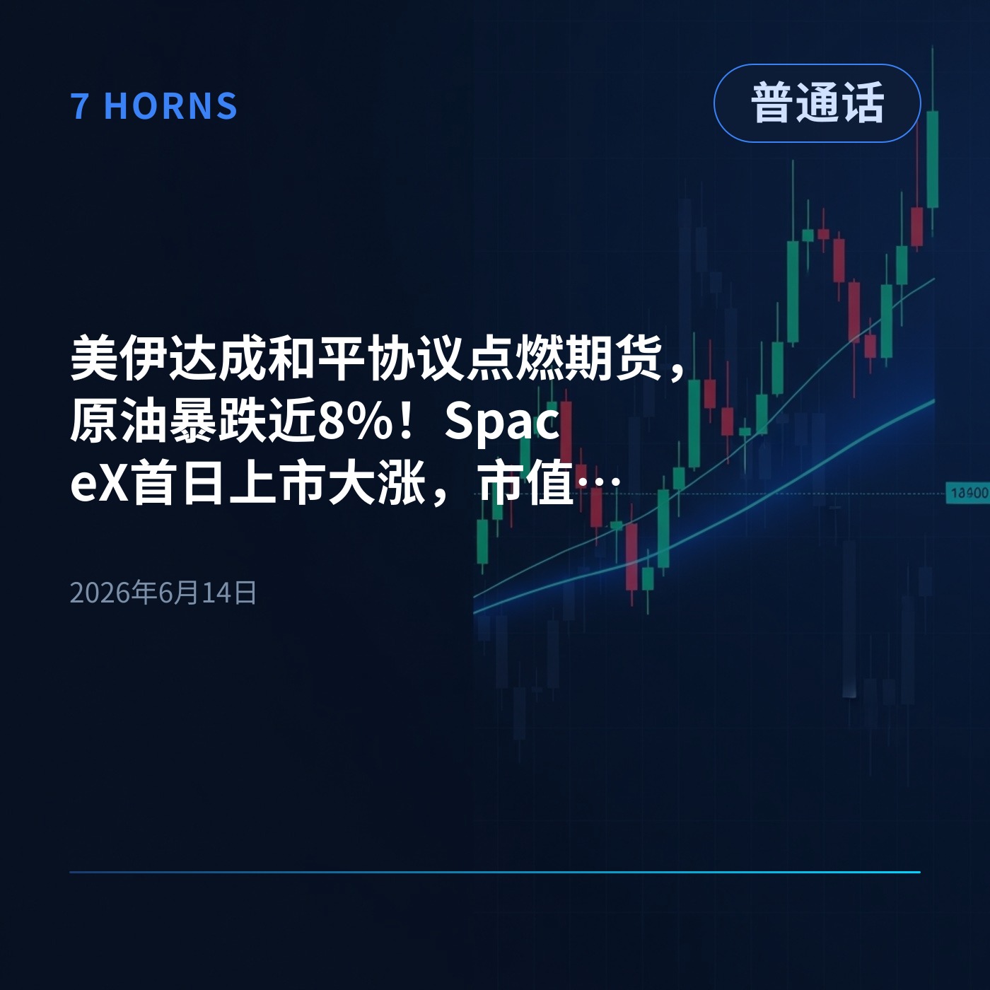 美伊达成和平协议点燃期货，原油暴跌近8%！SpaceX首日上市大涨，市值突破2万亿美元 episode artwork
