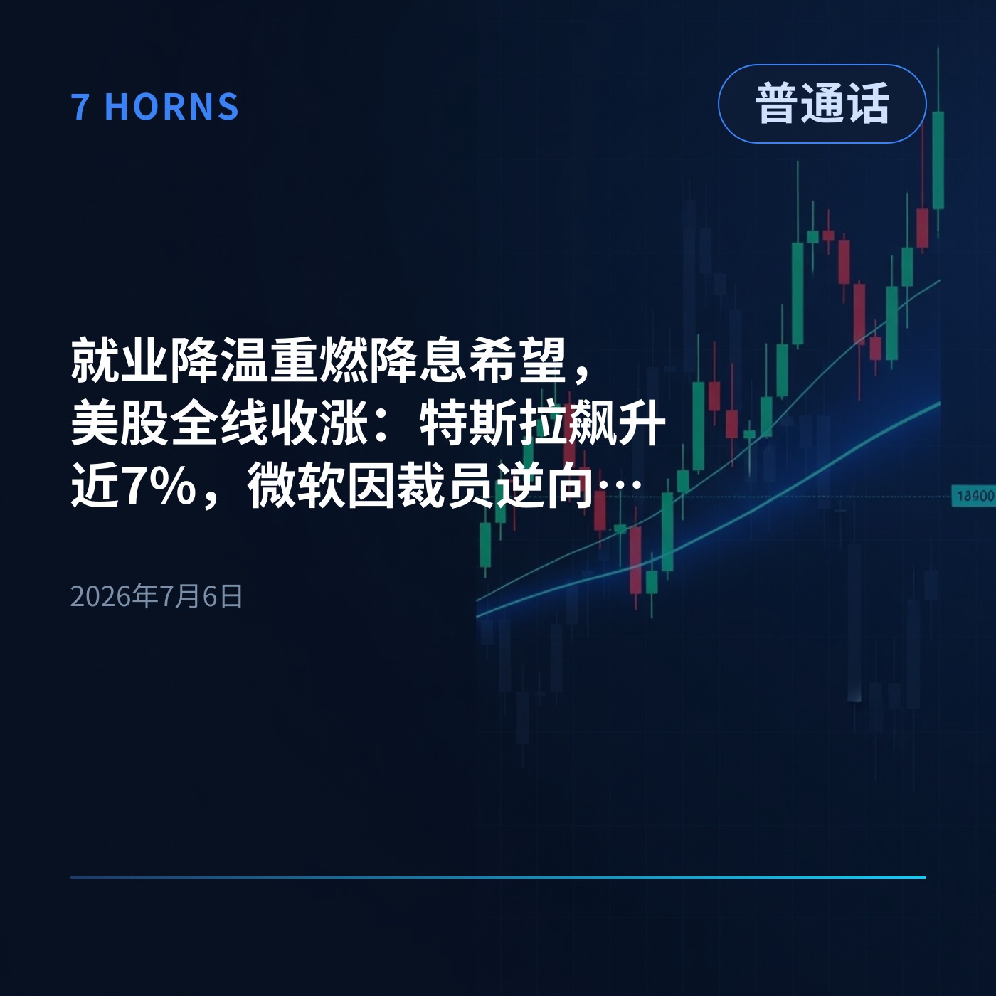 就业降温重燃降息希望，美股全线收涨：特斯拉飙升近7%，微软因裁员逆向下跌 episode artwork