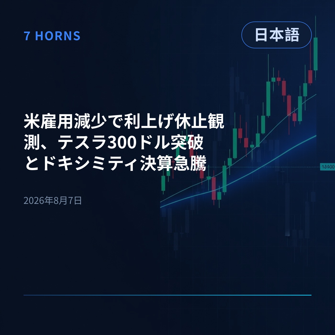 米雇用減少で利上げ休止観測、テスラ300ドル突破とドキシミティ決算急騰 episode artwork