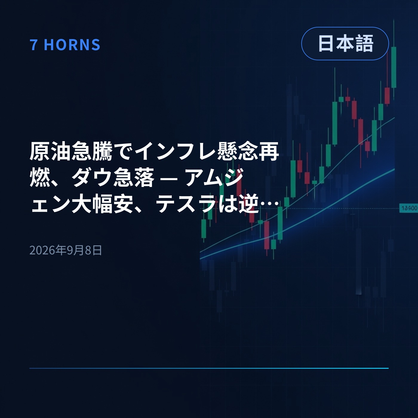 原油急騰でインフレ懸念再燃、ダウ急落 — アムジェン大幅安、テスラは逆行高 episode artwork