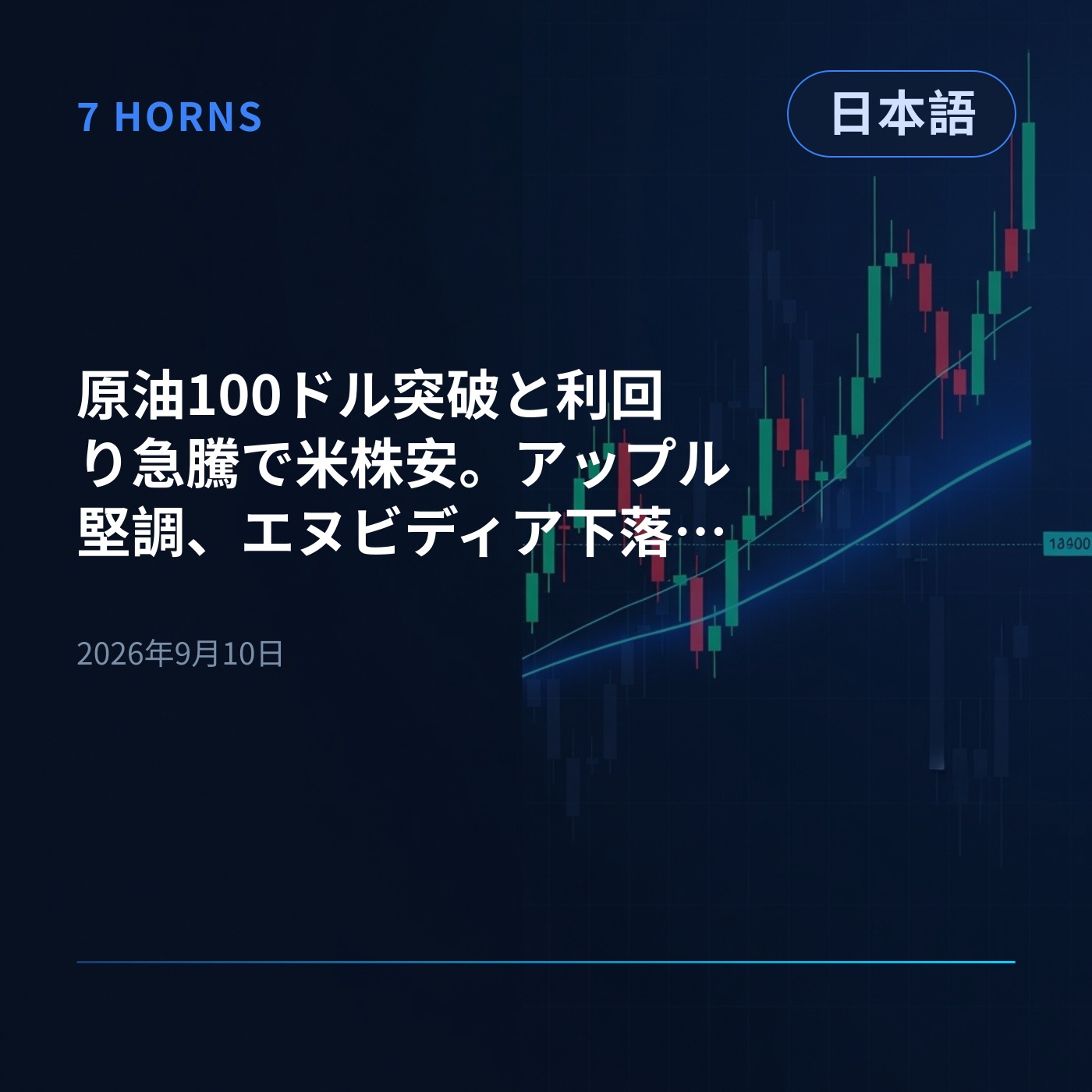 原油100ドル突破と利回り急騰で米株安。アップル堅調、エヌビディア下落、アドビ・オラクル決算に注目 episode artwork